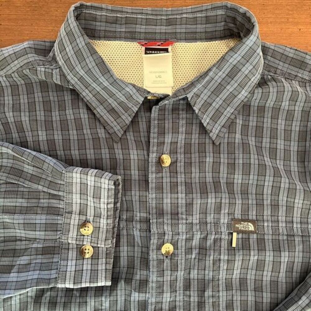 The North Face Blue Plaid Casual Button Down Shirt